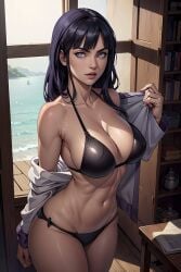 1girls abs ai_generated big_breasts bikini breasts female female_only hyuuga_hinata large_breasts light_skin muscles muscular muscular_arms muscular_female naruto naruto_(series) naruto_shippuden solo solo_female swimsuit thick_thighs vitoryt