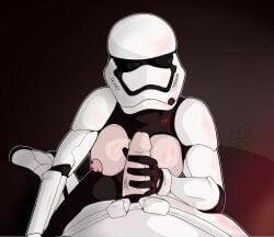 big_breasts breasts breasts_out campfire captain_phasma commission female_stormtrooper first_order handjob helmet looking_at_viewer star_wars stormtrooper stroking_penis thiccrobots