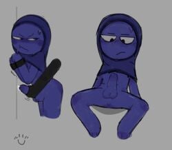 angry embarrassed handcuffed handcuffs head_against_wall incredibox_mod jevin_(sprunki) male masturbating sprunki wide_spread_legs