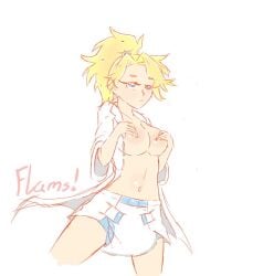 1girls big_breasts blonde_hair breasts covering_breasts diaper diaper_critter female flams! mercy nipples overwatch overwatch_2 solo white_background