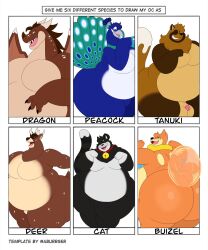 anthro antlers ass avian balls beak belly big_balls big_belly big_butt bird black_body black_fur blue_body brown_body brown_fur brown_hair bubble_butt buizel canid canine cervid cinna_(megacoolbear) collar domestic_cat dragon feathers felid feline felis fur galliform genitals group hair hi_res horn huge_butt huge_thighs hyper hyper_butt male mammal megacoolbear_(artist) moobs nintendo nude obese obese_anthro obese_male orange_body overweight overweight_anthro overweight_male peafowl penis phasianid pokémon_(species) pokemon raccoon_dog small_penis tail_feathers tanuki thick_thighs video_games