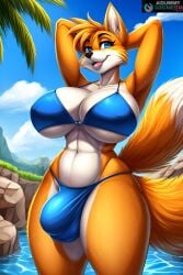 ai_generated aidummy anthro armpits big_penis blue_lipstick bulge furry futa_only futanari huge_breasts huge_bulge huge_cock lipstick miles_prower rule_63 solo sonic_(series) sweat sweaty sweaty_breasts sweaty_legs sweaty_thighs tails tails_the_fox tailsko water