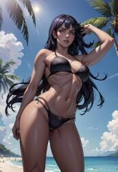 1girls abs ai_generated big_breasts bikini breasts female female_only hyuuga_hinata large_breasts light_skin muscles muscular muscular_arms muscular_female naruto naruto_(series) naruto_shippuden solo solo_female swimsuit thick_thighs vitoryt