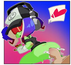 1boy 1girls acht_(splatoon) anal anal_sex chocolatepete0 cum cum_in_ass cum_inside dedf1sh female/male gradient_background green_skin heart male male/female mizuta_ahato_(splatoon) penetration penis penis_in_ass sex splatoon splatoon_(series) splatoon_3 splatoon_3:_side_order vanilla-pete