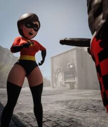 1boy1girl 1girls 3d big_penis cheating cheating_wife clothing dark-skinned_male dark_skin erection frozone helen_parr huge_cock imminent_penetration imminent_sex interracial light-skinned_female lucius_best mature_female milf open_mouth penis the_incredibles