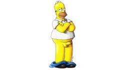 balls fat fat_man homer_simpson male male_only overweight pants_down penis peterdamart shirt solo the_simpsons white_shirt yellow_balls yellow_penis yellow_skin