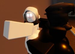 1futa 1girls 3d against_wall anal anal_sex ass_grab big_ass big_breasts big_butt black_body black_skin blush breasts dark-skinned_futa featureless_breasts female futa_on_female futa_penetrating_female futadom futanari glowing_eyes hood hood_up hoodie implied_sex intersex light-skinned_female optictm roblox sex sex_from_behind white_body white_eyes white_skin