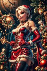 1girls ai_generated big_breasts cartoony celebrity christmas christmas_clothing christmas_outfit cleavage detailed disney disney_channel disney_princess elsa_(frozen) female female_only frozen_(film) frozen_2 high_quality hourglass_figure latex leak leaked logart merry_christmas seductive sensitive smile smiling snow solo stable_diffusion white_hair