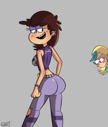 2girls ass autart clothed female female_focus jeans looking_back luna_loud nickelodeon sam_sharp skin_tight the_loud_house