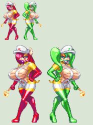 ass_expansion breast_expansion casetermk claws eye_color_change gender_transformation huge_ass huge_breasts jadiva koopa latex latex_gloves lip_expansion luigi magic mario mario_(series) miniskirt mtf_transformation panties pixel_art post_transformation ripped_clothing rubina rule_63 skin_color_change sling_bikini species_transformation thick_thighs thigh_expansion transformation wide_hips