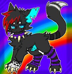 animal_genitalia animal_penis black_body black_fur domestic_cat emo felid feline feline_genitalia feline_penis felis feral fur genitals h3llvixn male mammal penile_spines penis rainbow scourge_(warriors) solo warriors_(cats)