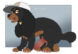 1boy all_fours animal_genitals animal_penis balls big_balls black_body black_fur brown_body brown_eyes brown_fur canid canine canine_genitals canine_penis canis cap claws cock cocker_spaniel collar dialogue dick digital_drawing_(artwork) digital_media_(artwork) dog_collar domestic_canine domestic_dog english_dialogue english_text eyelashes eyeshadow femboy femboy_feral femboy_focus femboy_only feral feral_focus feral_male feral_only fluffy fluffy_ears fluffy_tail genitals girly girly_boy hat hi_res high_resolution highres huge_balls knotted_cock knotted_dick knotted_penis large_balls long_ears looking_at_viewer makeup male male_canine male_dog male_feral male_focus male_only open_mouth open_smile original original_character painted_claws pawpads paws penis pink_pawpads pink_penis psy101 silas_(psy101) simple_background smile smiling smiling_at_viewer solo solo_femboy solo_feral solo_focus solo_male tail talking_to_viewer text toe_claws toe_ring toes