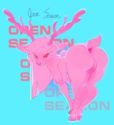 antlers deer female female_only fur furry furry_only grady_bunden hooves naked nude pink_fur pussy red_eyes tagme tail thick_thighs