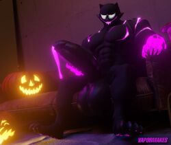 1boy 2023 3d 3d_model anthro balls barazoku big_balls big_penis black_fur cum cum_drip cum_dripping_from_penis epic_games erection felid feline felis fortnite gay genital_fluids halloween hard_on holidays humanoid_genitalia humanoid_penis male male_focus male_only manly muscular_anthro nude penis phantom_meowscles solo solo_male vapormakes