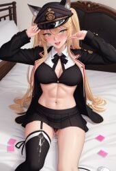 1girls abs admiral_daisy023 after_thighjob ahe_gao ai_generated black_panties blonde_hair_female blush blushing_at_viewer bra condoms cum cum_on_panties cum_on_pussy daisy023 fleet_admiral_daisy023 green_eyes high_resolution horny_female insignia long_hair looking_at_viewer military_hat military_uniform pussy shirt sitting_on_bed skirt thick_thighs thighhighs tongue_out trenchcoat twitch.tv uncensored virtual_youtuber vrchat vtuber waiting waiting_for_turn wanting_sex wolf_ears wolf_girl