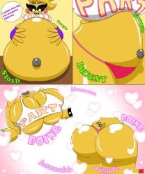 big_ass big_breasts digestion expansion five_nights_at_freddy's night_guard ssjz06 thick_thighs toy_chica_(eroticphobia) toy_chica_(fnaf) vore