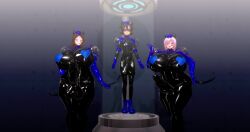 3d 3d_(artwork) drone droneification fate_(series) female fujimaru_ritsuka_(male) futanari huge_ass huge_breasts mash_kyrielight mid-transformation navel navel_piercing next_yucoru_s penis rubber_transformation rubberization shielder_(fate/grand_order) thick_thighs transformation wide_hips