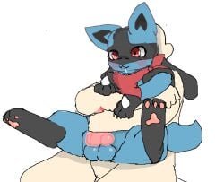 animated anthro balls bandana blinking blue_body blue_fur bodily_fluids digital_media_(artwork) drooling duo ears_down fur gay generation_4_pokemon genitals held_by_wrists holding_(disambiguation) human human_on_anthro interspecies kerchief lucario luftydays male male/male mammal masturbation nintendo penis pivoted_ears pixel_(artwork) pixel_animation pokemon pokemon_(species) red_eyes saliva sitting_on_another spikes tail tail_motion tailwag