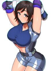 1girls akisu_k arms_up asuka_kazama big_ass big_breasts busty female female_only fully_clothed kazama_asuka light-skinned_female looking_at_viewer namco navel solo tekken tekken_5_dark_resurrection tekken_7 tekken_8 thick_thighs