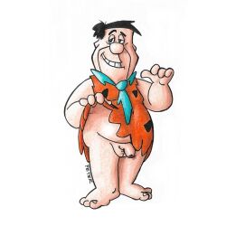 balls black_hair bottomless bottomless_male caveman dilf fred_flintstone hair male male_only mature_male penis peterdamart solo teeth the_flintstones