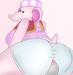 alternate_form anthro ass ass_bigger_than_head clothing elephant_toadette facesitting female furry huge_ass mario_(series) simple_background super_mario_bros._wonder tagme toadette