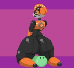 1boy 1girls 2d 2d_animation animated ass ass_grab big_ass big_butt butt_grab commission facesitting holding kneeling metallic_body orange_hair original original_character pixel_animation pixel_art robot robot_girl robot_humanoid shaking shaking_butt short_hair simple_background sitting_on_face sitting_on_person spinneborg sweatdrop wide_hips