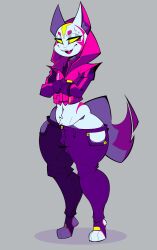 anthro clothed drift_(fortnite) femboy fortnite fortnite:_battle_royale implied_ass_cleavage jeans low-riding male_only midriff tagme wide_hips xexeezy