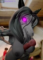 2023 3d 3d_(artwork) anthro anthro_only bad_dragon black_fur black_hair cumminham dildo glowing_eyes heart-shaped_pupils horsecock image looking_at_viewer mal0 malo purple_eyes saliva saliva_drip saliva_trail samtrix scp-1471 scp_foundation selfie source_filmmaker tagme