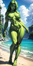 1girls abs ai_generated big_breasts breasts completely_naked completely_naked_female completely_nude completely_nude_female female female_only green_hair green_skin hulk_(series) jennifer_walters large_breasts marvel marvel_comics muscles muscular muscular_arms muscular_female naked naked_female nude nude_female pussy she-hulk solo solo_female thick_thighs vagina vitoryt