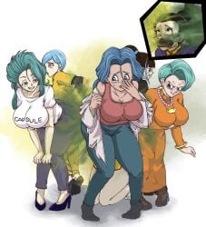 bound bound_hands bound_legs breath breath_cloud breathing bulma_briefs bulma_briefs_(gt_saga) bulma_briefs_(post_saiyan_saga) chichi dragon_ball dragon_ball_gt dragon_ball_super dragon_ball_z fart fart_cloud fart_everywhere fart_fetish farting farting_at_viewer farting_in_face farting_on_face farts future_bulma gagged gagged_female odanota sniffing sniffing_ass sniffing_farts