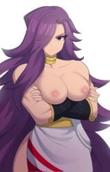 1girls alca_(pokemon) alca_(pokemon_z) ancient_greek_clothes angry_face arm_under_breasts arms_under_breasts ass big_breasts boots breasts breasts_out collar collarbone crossed_arms eye_covered fangame fangame_character female female_only first_porn_of_character golden_collar greek_clothes hair_over_one_eye long_hair looking_at_viewer milf muscular muscular_arms muscular_female naelle nipples one_eye_covered partially_clothed partially_visible_ass pokemon pokemon_fangame pokemon_z purple_eyes purple_hair thick_thighs tunic