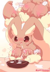 anthro breast_squeeze breasts cute furry lactation lopunny milk nakimayo nipples pokémon_(species) pokemon pokemon_(species) rabbit tagme tagme_(artist) yamimayuyu