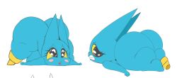 adorabat anthro ass bat bent_over big_butt black_eyes blue_body blush blush_stickers cartoon_network chiropteran female hi_res huge_butt looking_at_viewer looking_back lying mammal mao_mao:_heroes_of_pure_heart neom-daddy nude on_front open_mouth pegleg solo thick_thighs yellow_sclera young