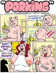 anthro apron apron_only big_breasts breasts clothing dexter_cockburn domestic_pig duo female hi_res huge_breasts imminent_incest imminent_sex male male/female mammal mostly_nude mother mother_and_child mother_and_son nude parent parent_and_child son suid suina sus_(pig)