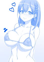 1girls ai-chan_(tawawa) bikini breasts female fuchi_(touo) fuchitoro getsuyoubi_no_tawawa large_breasts monochrome short_hair solo