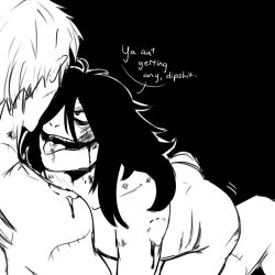 2boys ass ass brothers creepy creepy_smile creepypasta english_text homicidal_liu incest jeff_the_killer long_hair male male_only monochrome multiple_males qan saliva sex sitting sitting_on_person smile text tongue tongue_out yaoi