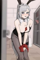 1girls 2022 blue_eyes blue_jewelry blush borrowed_character bunny_ears bunnysuit cleavage deep_cleavage gogalking grey_hair insact lace-trimmed_choker long_hair object_between_breasts ofelia_(gogalking) original solo solo_female solo_focus very_long_hair wrists_bound wrists_tied