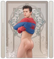 1boy ass bara bottomless butt celebrity fuhrerdoodles male male_only marvel marvel_comics peter_parker spider-man spider-man_(tom_holland) teasing tom_holland