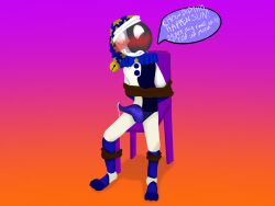 animatronic arms_behind_back artist_request blue_penis blush bound chair color daycare_attendant_(fnaf) dialogue digital_media_(artwork) english_text erection five_nights_at_freddy's five_nights_at_freddy's:_security_breach male male_only moondrop penis precum restrained robot scottgames solo solo_male tentacle_penis text uncensored