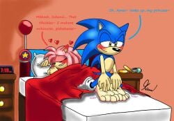 amy_rose bed blush blushing_ears couple english_text feet female foot_fetish furry heart konstantinossk male male/female pillow_grab romantic romantic_couple sega sleeping sonic_(series) sonic_the_hedgehog sonic_the_hedgehog_(series) tickling tickling_feet wholesome