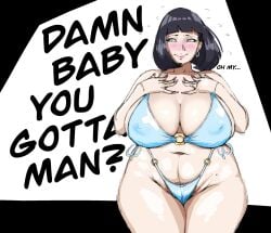 1girls 2022 big_breasts bikini black_hair blush boobs boruto:_naruto_next_generations breasts catcalling dialogue english_text female female_only hips huge_breasts hyuuga_hinata lavender_eyes massive_breasts mature_female milf mother naruto naruto_(series) pubic_hair short_hair text thick_thighs thighs venus_body wide_hips zetomeso