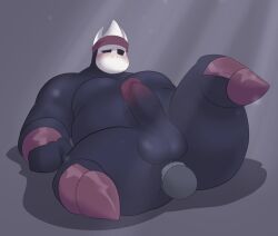 big_ass big_butt big_penis blush clenched_hand hollow_knight legs_up male/male moobs nailmaster_mato nailmasters one_eye_closed redeyedgazer