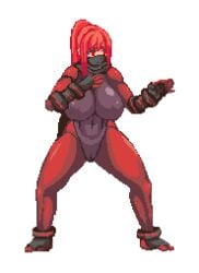 1girls 2d animated animated_gif bouncing_breasts covered_erect_nipples covered_navel covered_pussy covering_breasts enormous_breasts female female_assassin female_fighter female_ninja fighting_stance fully_clothed gif huge_breasts huge_nipples japanese_clothes kunoichi ninja piero piero_(k.f.d) pixel_art red_eyes red_hair single_female single_girl tagme video_games voluptuous