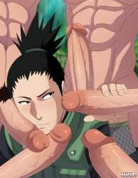 6boys abs big_penis black_eyes black_hair blush circle_jerk clothing erection gangbang gay group group_sex handjob holding_penis huge_cock jacket kiwart large_penis male male_only masturbation multiple_boys multiple_males muscles muscular muscular_male nara_shikamaru naruto naruto_(series) naruto_shippuden orgy penis penis_on_face ponytail pubes pubic_hair sex teeth tied_hair uncensored veiny_penis yaoi