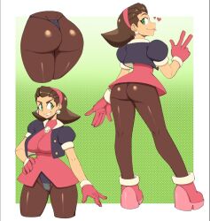 1girls :d :p ass big_ass big_breasts capcom clothed female grin mega_man mega_man_legends mossy_(artist) official_mossy solo tagme tron_bonne v