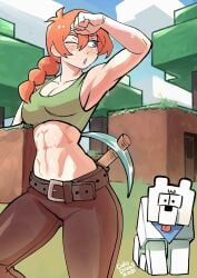 1girls 2021 alex_(minecraft) alternate_costume armpits bracelets breasts canine colo female freckles fully_clothed gloves grass microsoft minecraft mojang muscular_female original_character pants pickaxe sexy_armpits signature sports_bra sweating sweaty_armpits thighs working xbox_game_studios