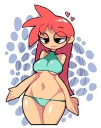 big_breasts blush doodle_gf eyebrows_visible_through_hair heart hearts_around_head minus8 original pac-man_eyes red_hair tagme underboob venky