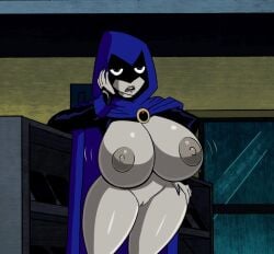 1girls annon big_breasts bimbo bimbofication bored bottomless breasts dc dc_comics edit functionally_nude hood huge_breasts lipstick nail_polish painted_nails rachel_roth raven_(dc) screenshot screenshot_edit shaved_pussy teen_titans thick_lips thick_thighs wide_hips