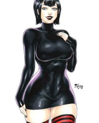 big_breasts ed_benes_studio female female_only fred_benes hotel_transylvania licking_lips mavis_dracula solo_female thick_thighs tight_clothing vampire