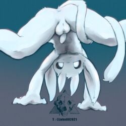 1:1 absurd_res anthro anus ass balls biped digital_media_(artwork) foreskin fur genitals guardian_spirit handstand hi_res humanoid_genitalia kemono looking_at_viewer male mammal monotone_body monotone_fur no_name_(artist) nude ori ori_(series) ori_and_the_blind_forest penis presenting simple_background solo tail_wrapped text video_games white_body white_fur